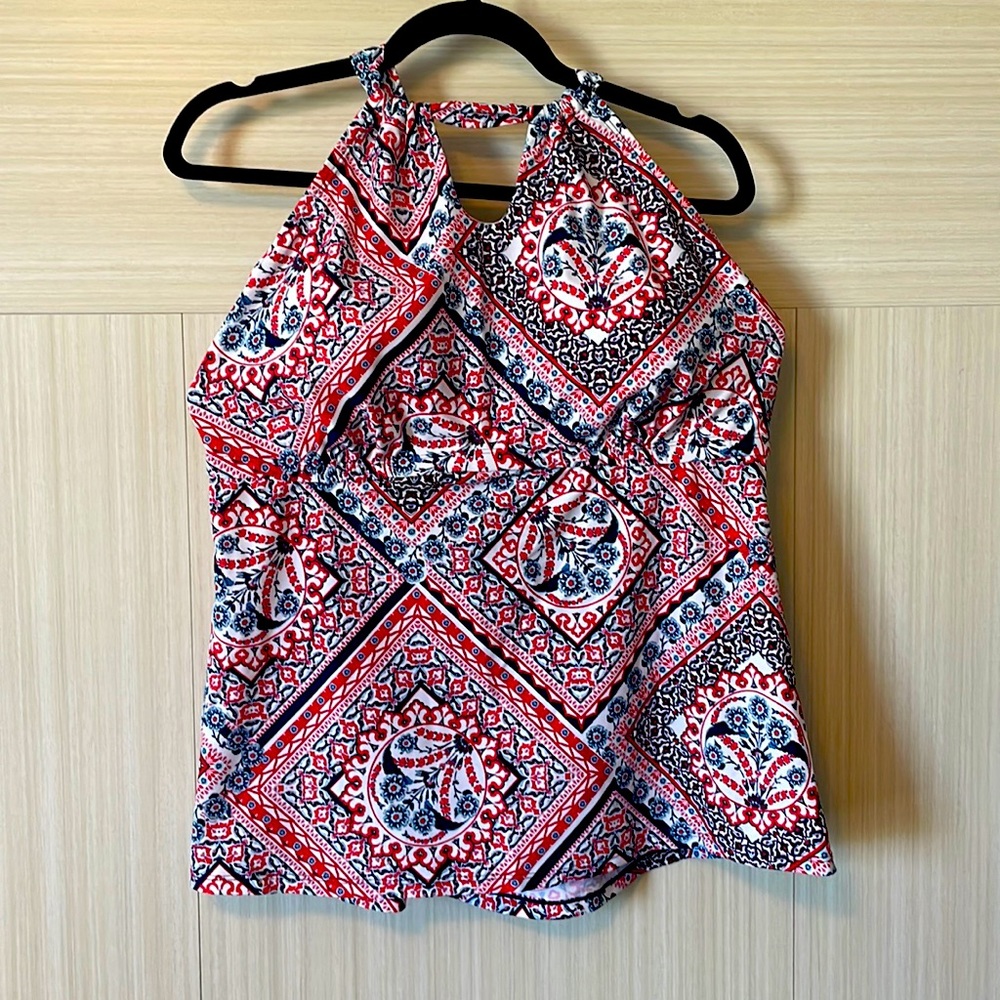 2X Navy and Red tankini top
